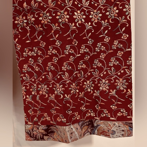 NWT ETRO Embroidered Floral Wide Leg Maroon Pants IT42 (US 6) & IT38 (US 2) - Picture 12 of 13